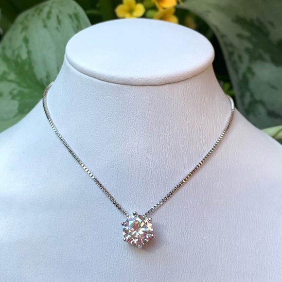 Sterling Silver 925 2 ct. Diamond  CZ Necklace - Picture 2 of 6